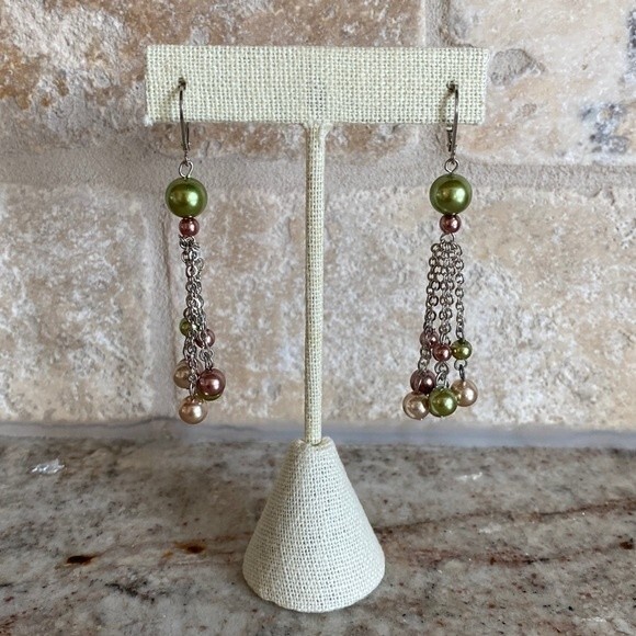 Set of 3 Majestic Dangle Earrings in Purple, Green & Light Purple - Picture 3 of 5